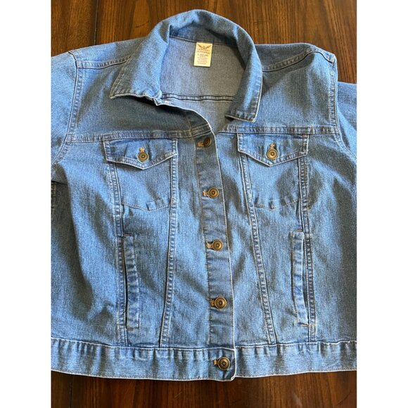 Faded Glory Button Down Classic Trucker Jean Jacket Large Stretch Classic - Picture 5 of 9